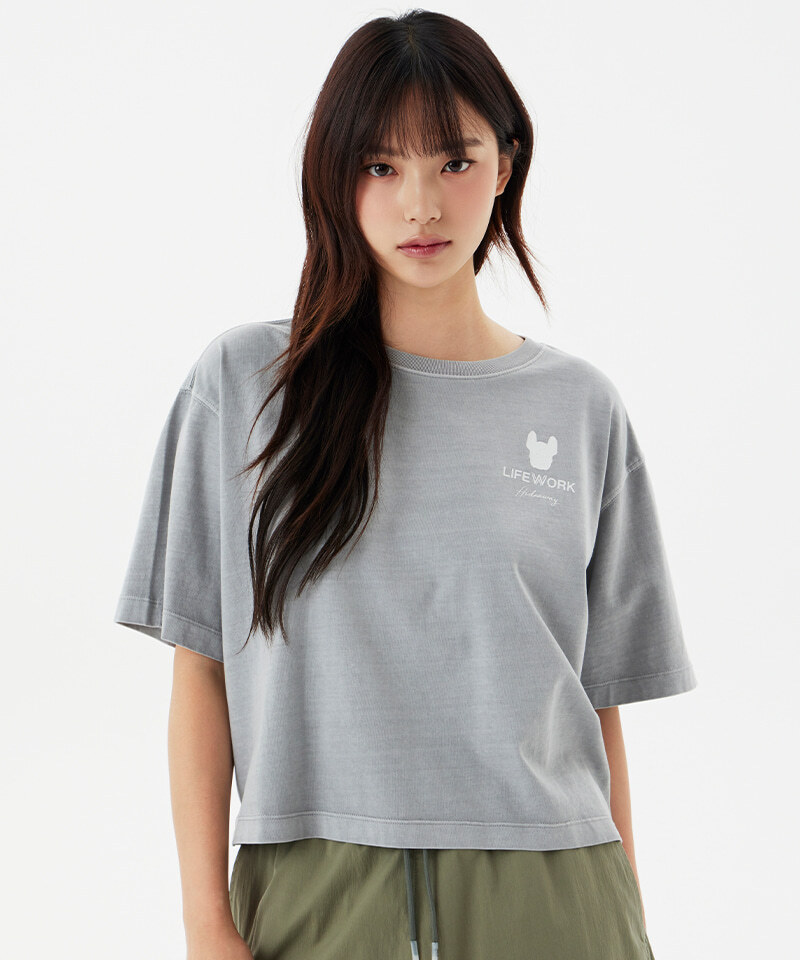 여성) 피그먼트 라독 숏 반팔 티셔츠